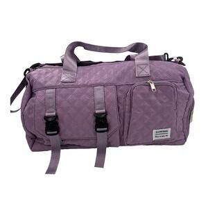 Zuomanni Purple Quilted Nylon Duffel Bag Gym Travel Weekender Shoulder Strap